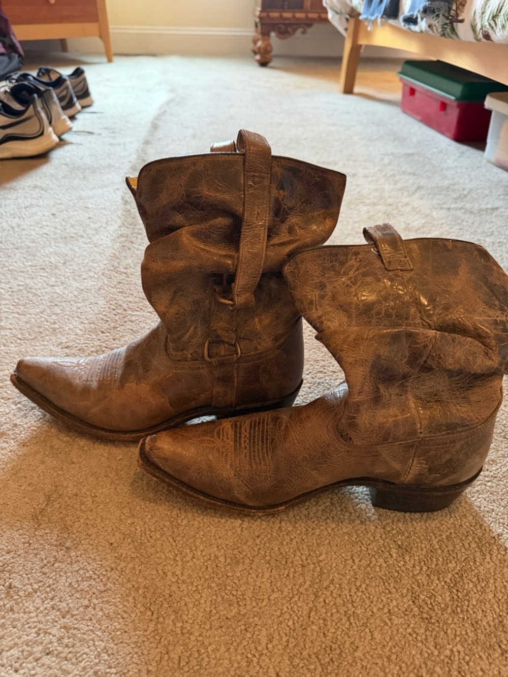 Sundance Distressed Brown Leather Lace-Up Western Boots
